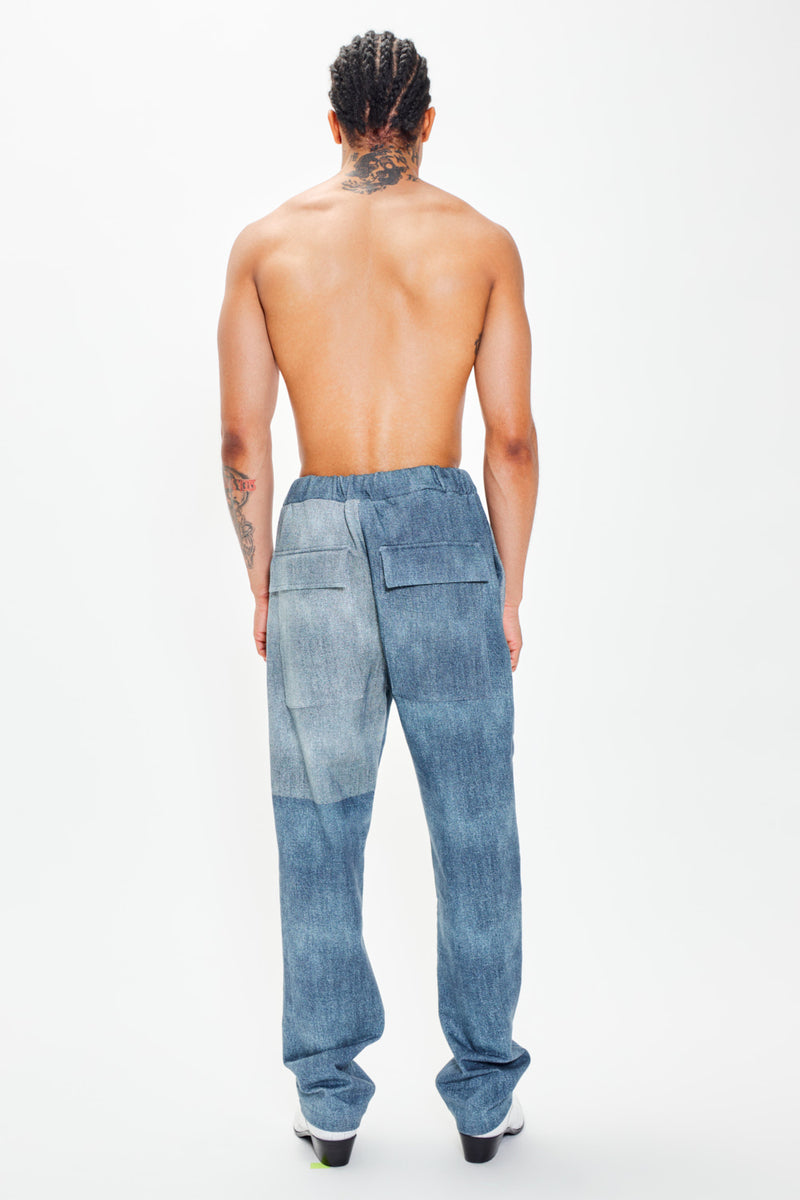 Colorblock Denim Tracker-Trouser